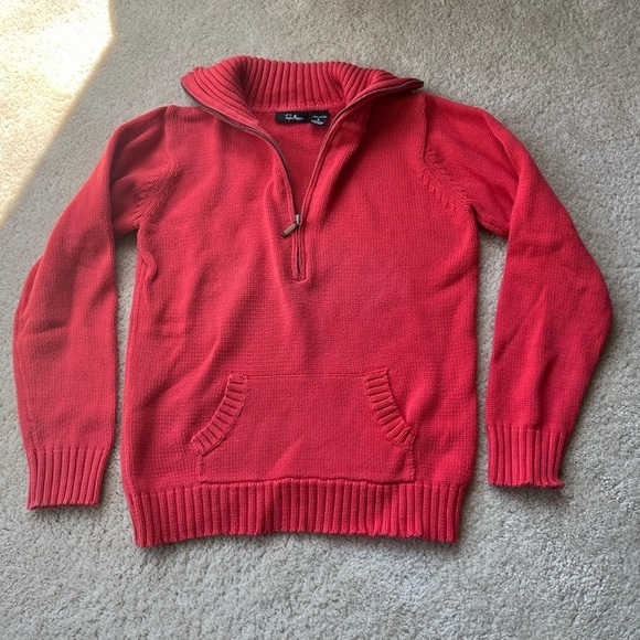 Taylor Marcs Sweaters - Taylor Marcs Women’s Coral 1/4 Zip Pullover 100% Cotton Sweater - Size S - EUC